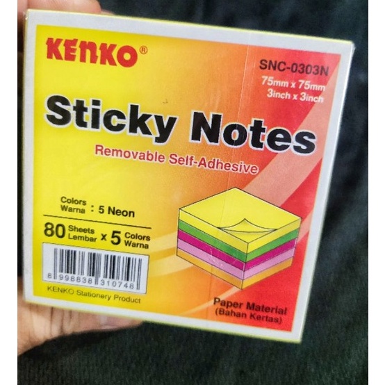 

MALL Memo Sticky Notes Kenko SNC33N 1 set isi 5 warna