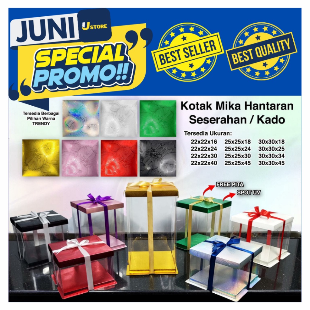 

Cake Box Mika Dus Kue Kotak Kue Transparant 3x3cm PET
