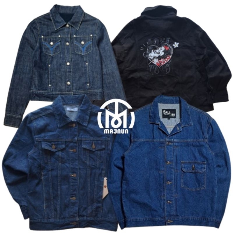 MAJNUN THRIFT - Jaket denim pria bahan kaku / trucker denim tidak melar