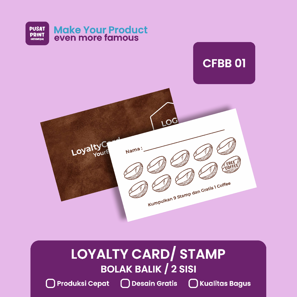 

Coffee Stamp / Kartu Loyalty Card /Kartu Stamp/Stamp Card CFBB 01