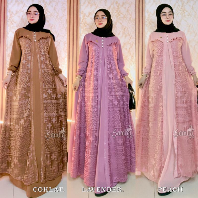 Gamis dress oesta terbaru gamis tile brukat ceruty Naura
