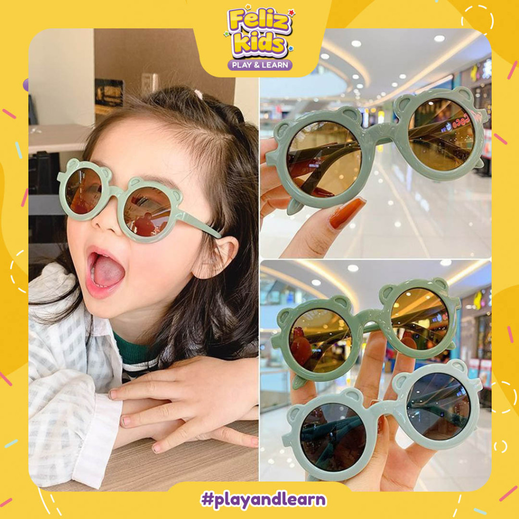 [FELIZKIDS] [BA80] Kacamata Hitam Anak Kacamata Bayi Gaya Baby Lucu Trendy Keren Bear CUTE LUCU CAKE
