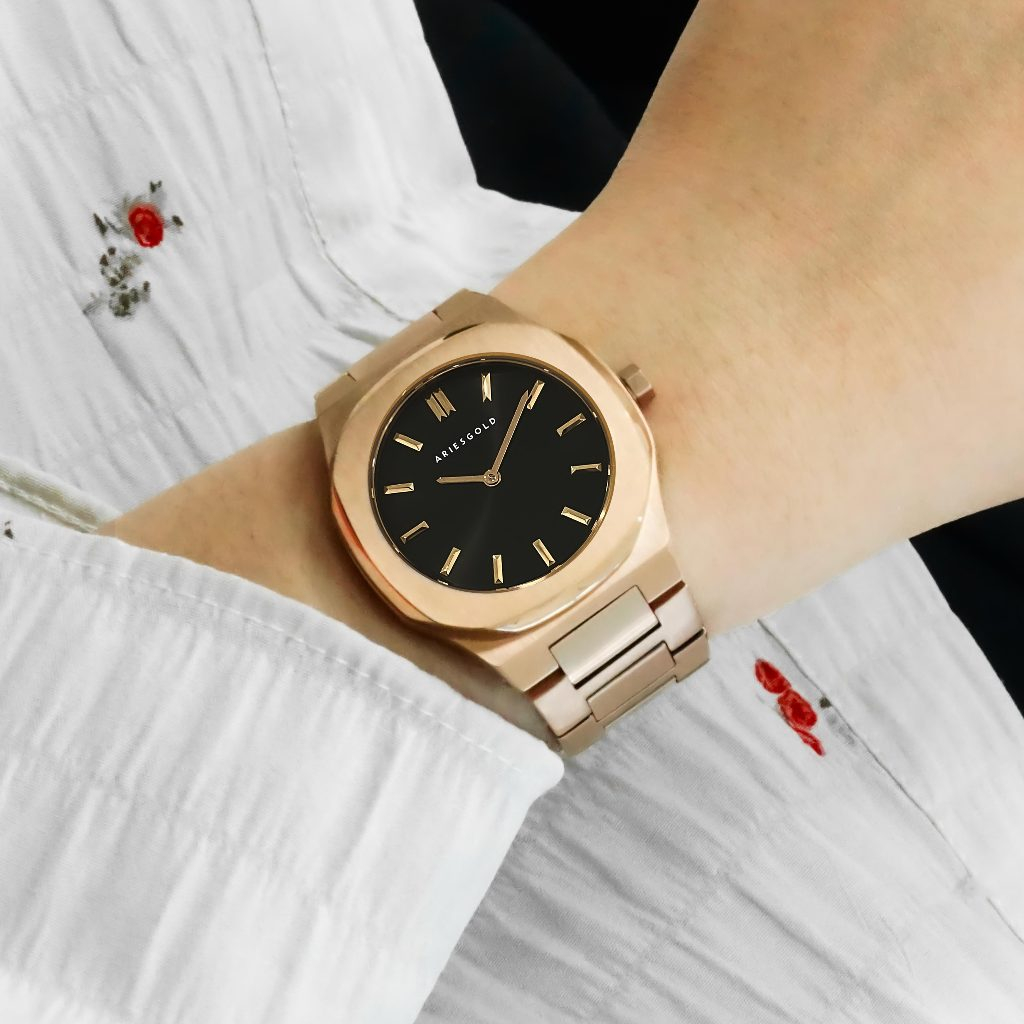 [TERLARIS + FREE POUCH & T-SHIRT] Jam Tangan Wanita Aries Gold Urban Prestige L-1032-RG-BKRG