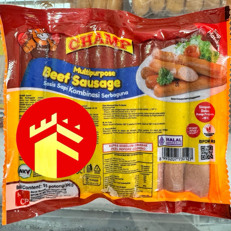 

CHAMP SOSIS SAPI ISI 15 PCS 375 GR CHAMP BEEF SAUSAGE 375 GR SOSIS MERAH