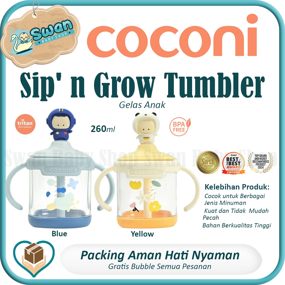 Coconi Sip' n Grow Tumbler 260ml / Sippy Cup / Gelas Susu Anak Sedotan