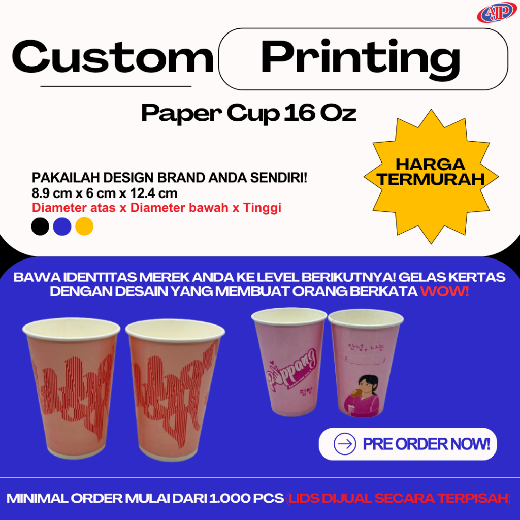 Custom Printing Paper Cup 16 Oz