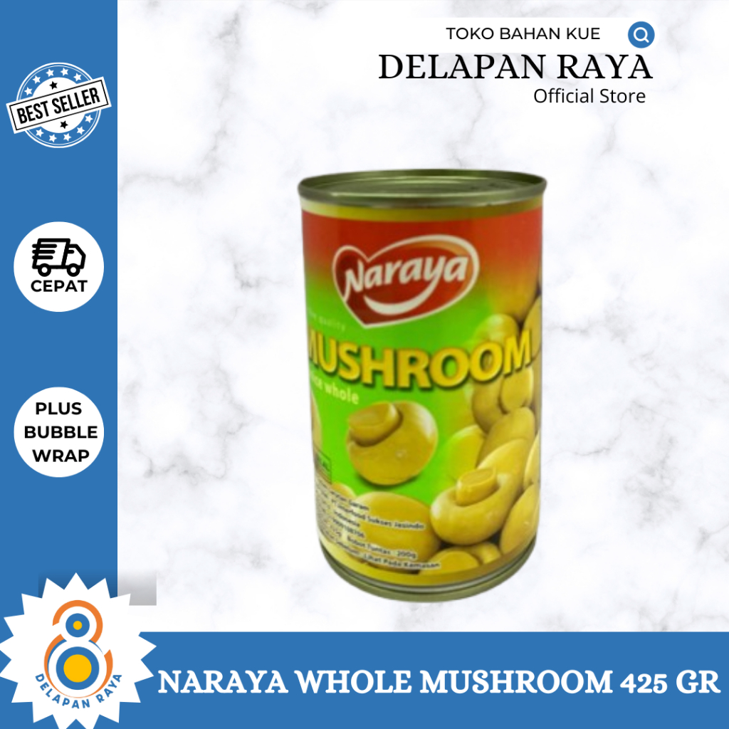 

NARAYA WHOLE MUSHROOM 425gr JAMUR KALENG -8Raya