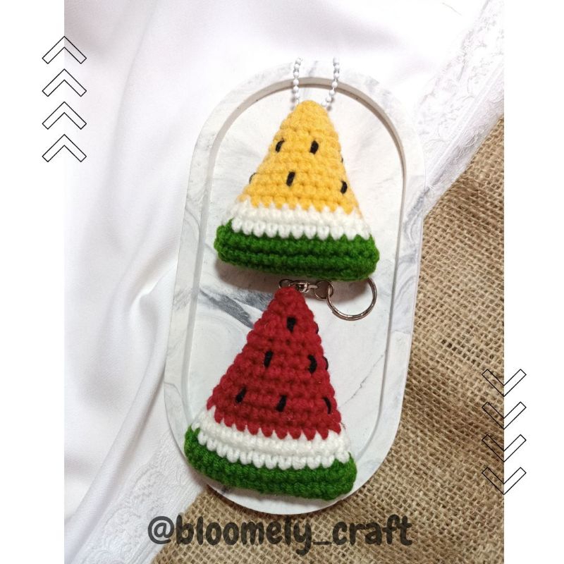 Watermelon Amigurumi Keychain | Ganci Rajut Semangka | Aksesoris Tas | Ganci Rajut | Ganci Lucu | Ga