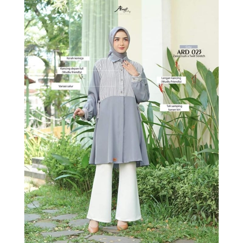 Tunik ARD 023 by Arrafi ORI Tunik Dewasa Motif Salur Kombinasi Polos