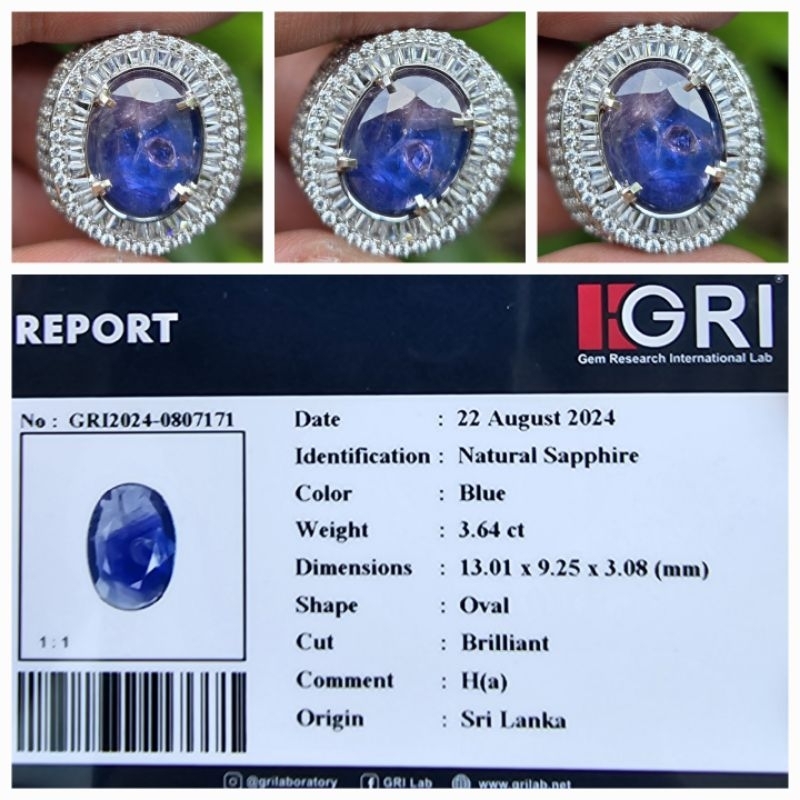 Natural Blue Sapphire Ceylon Srilanka Memo 3.64 crt