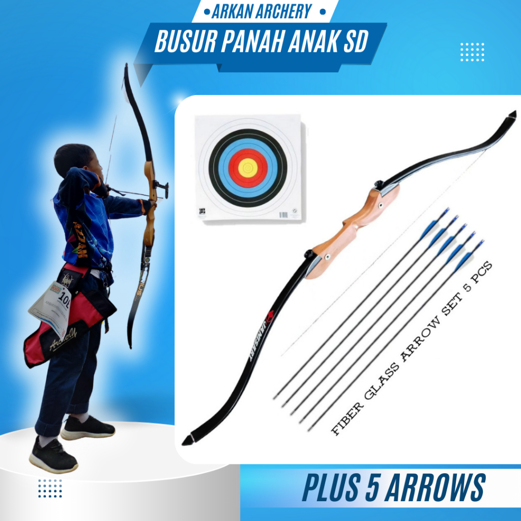 Paket Hemat Busur Panah Anak SD & SMP dengan 5 Anak Panah