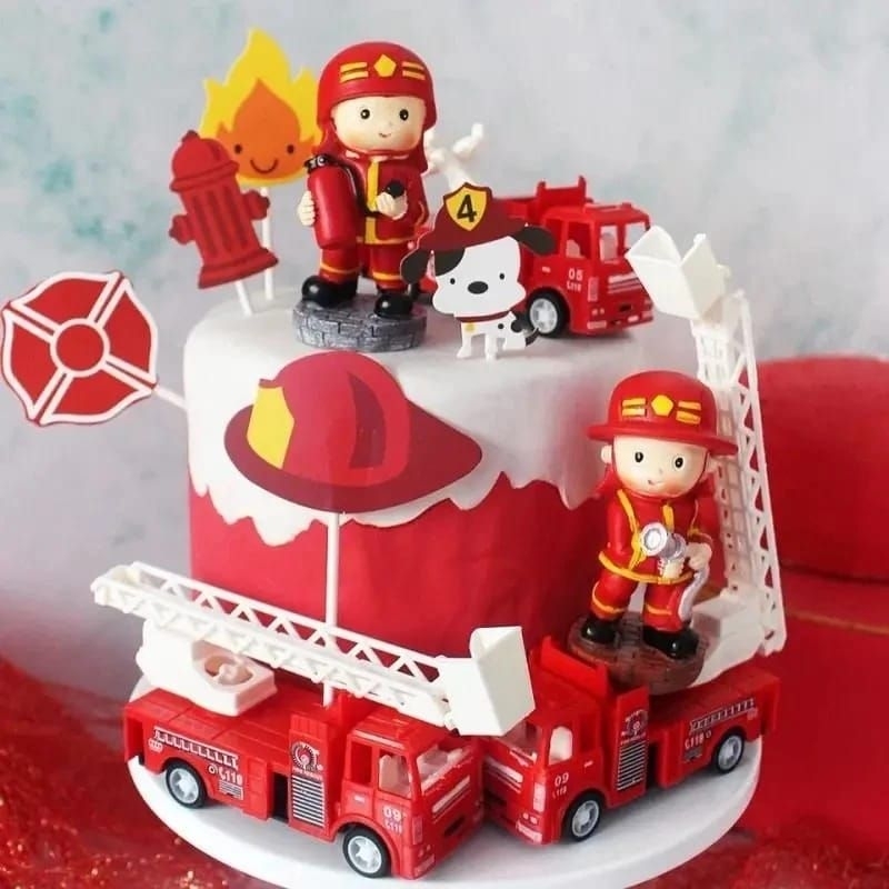 {MY} Pajangan Kue Ulang Tahun Mobil Truck FireFighter Pemadam Kebakaran / Dekorasi Kue Ulang Tahun A