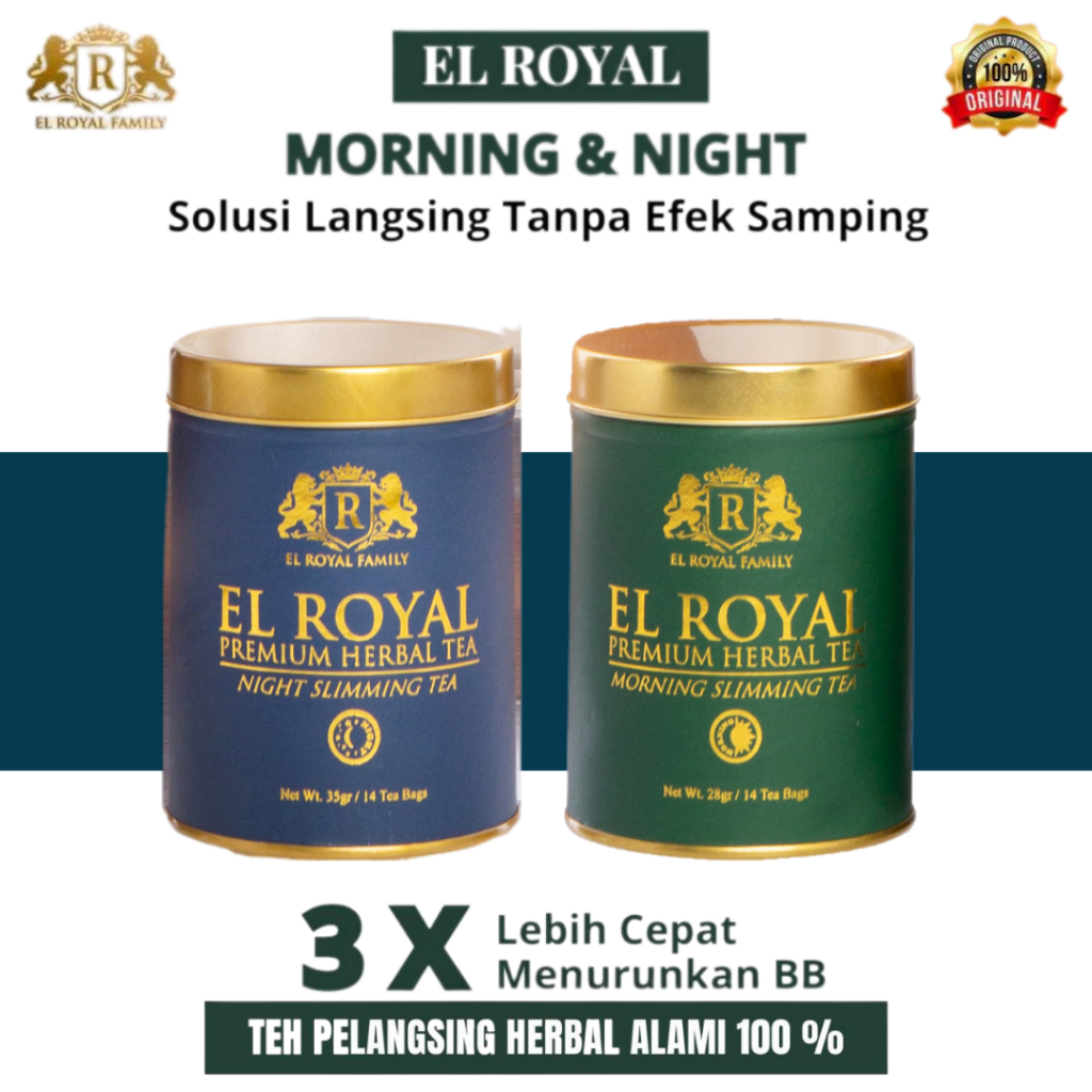

El Royal Premium Tea Herbal Solusi Diet Siang dan Malam dengan Morning & Night Slimming