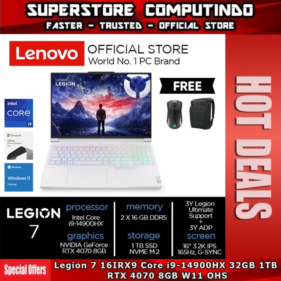 Lenovo Legion 7 16IRX9 Core i9-14900HX 32GB 1TB RTX 4070 8GB W11 OHS