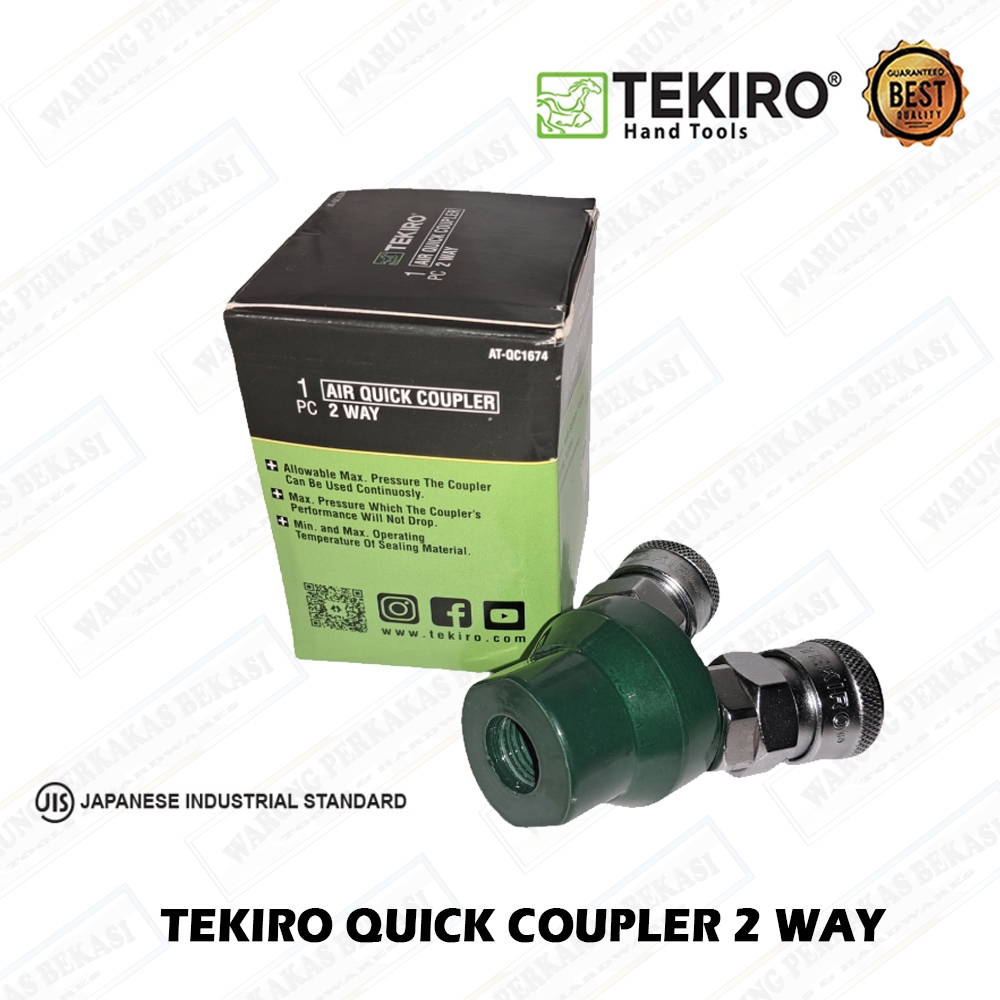 TEKIRO Quick Coupler 2 Way / Sambungan Nepple Kopler Selang Kran Mesin Kompresor 2 Cabang 1/4"