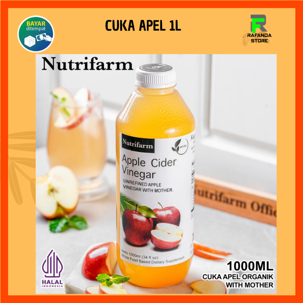 

CUKA APEL ORIGINAL ORGANIK 1000ML NUTRIFARM / APPLE CIDER VINEGAR / CUKA SARI APEL