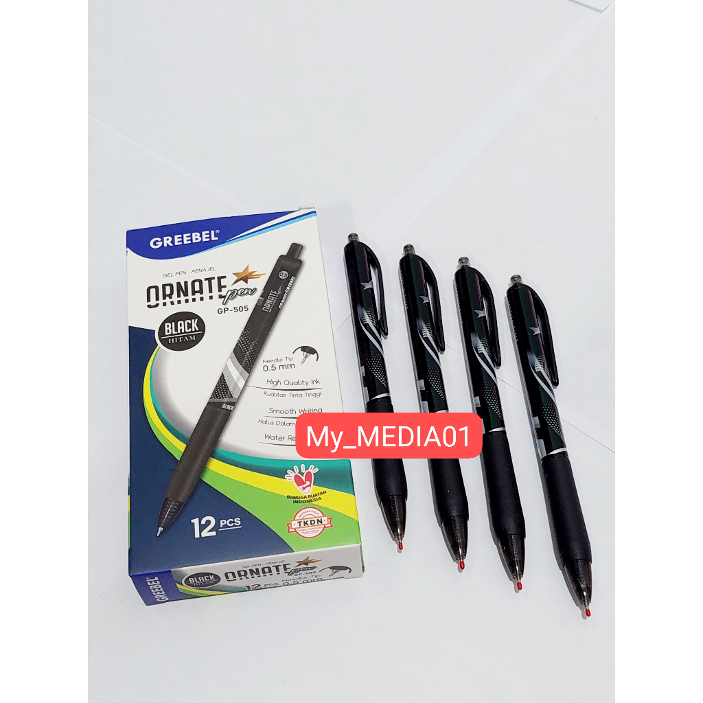 

PULPEN GEL ORNATE GEL 0,5MM GP-505 HITAM GREEBEL TERMURAH