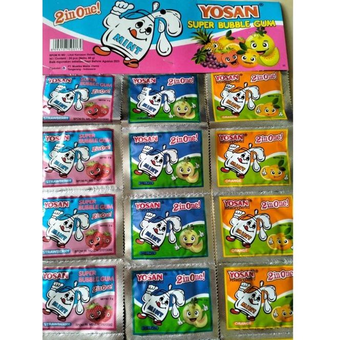 

Yosan bubble gum/ permen karet yosan 2in 1 dengan vitamin C/ jajanan jadul/permen karet rasa buah