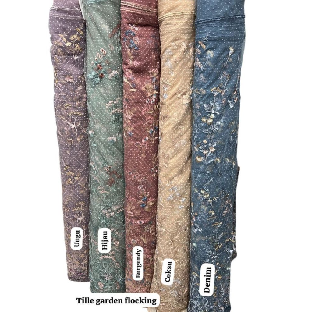 Tile Garden flocking Brukat Anti Kusut - Cocok untuk Bridesmaid, Dress, Tunik, dan Kebaya