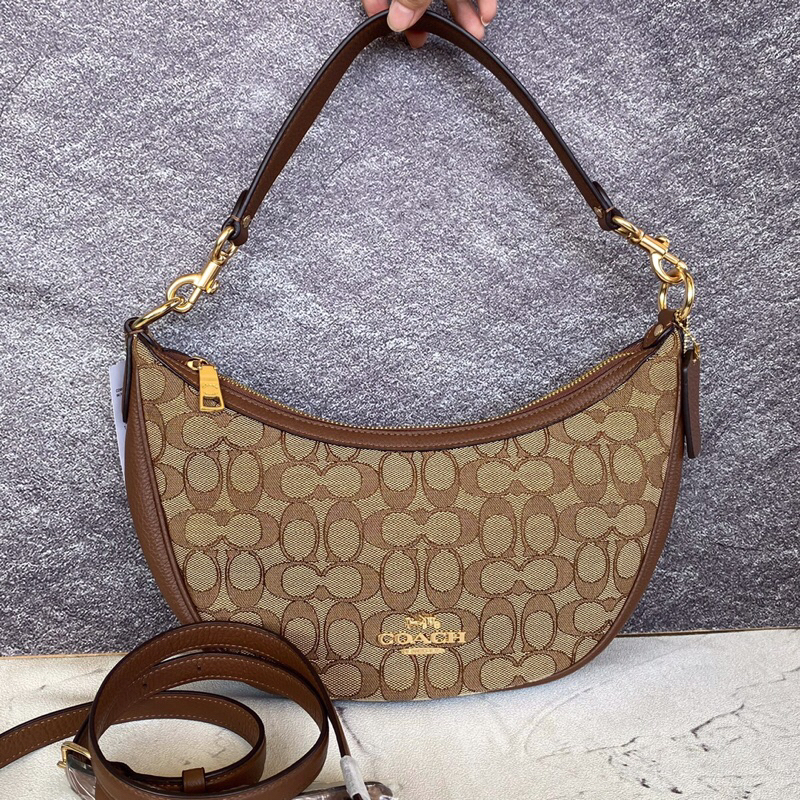 Tas Branded Wanita COACH Aria Hobo Shoulder Bag Signature Jaquard Original