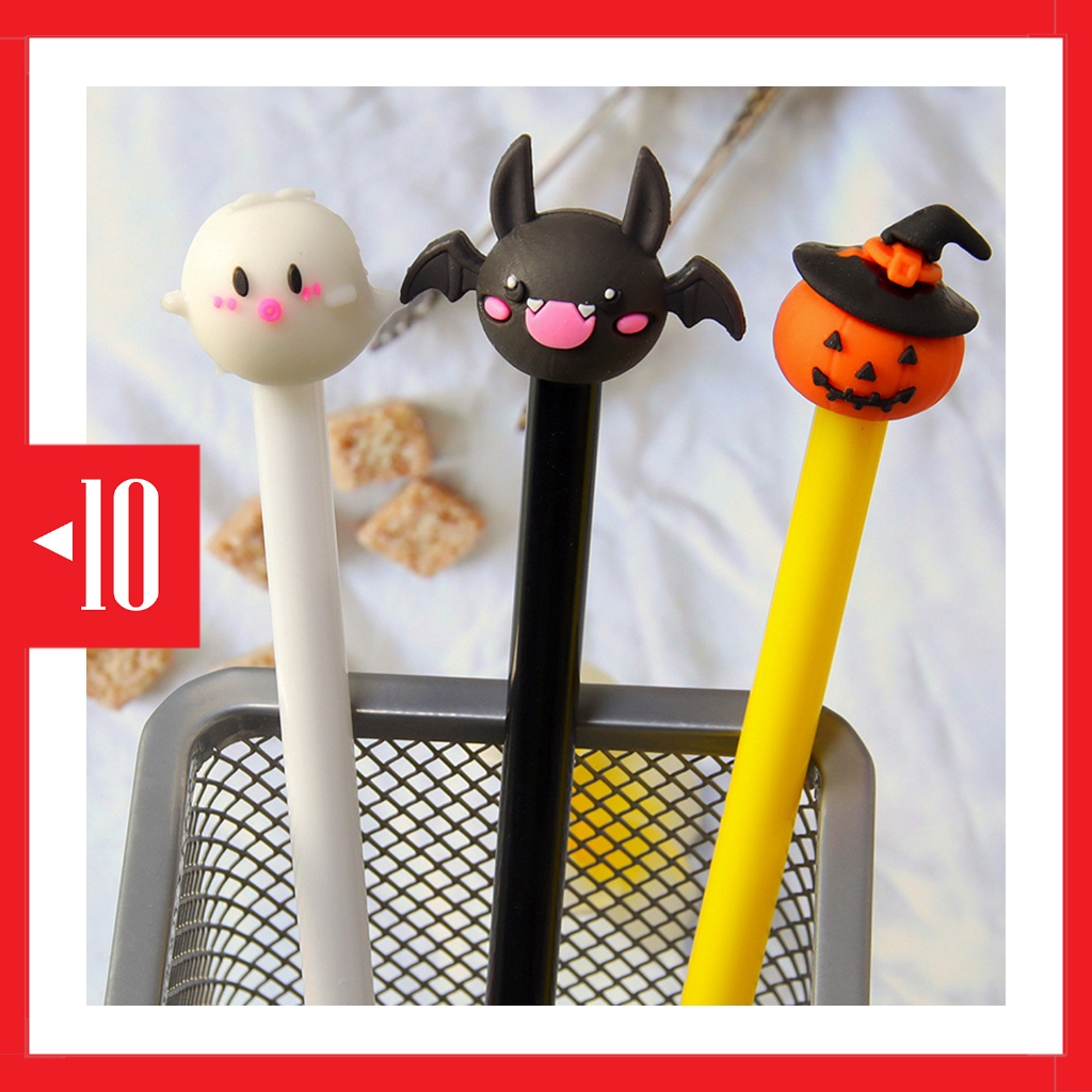 

PP33 pulpen gel karakter 0.5mm souvenir halloween labu hantu bat pen alat tulis sekolah
