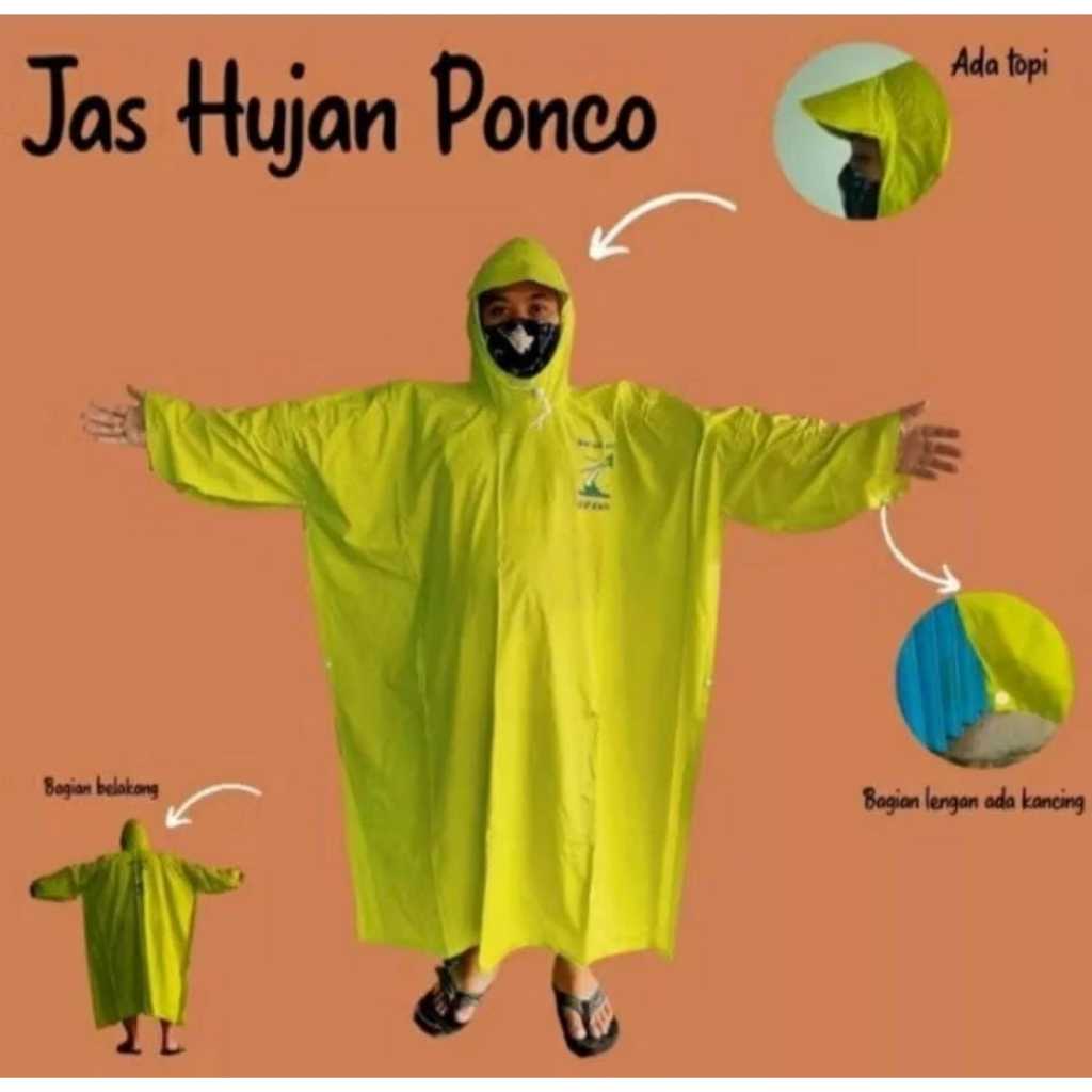 JAS HUJAN CAP KAPAK ORIGINAL BAHAN TEBAL ELASTIS TIDAK MUDAH ROBEK / WARNA HIJAU / ALL SIZE /