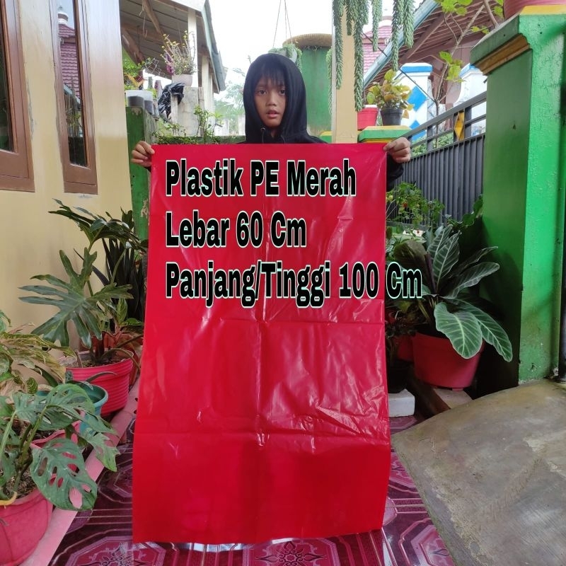 Kantong Plastik Sampah Merah 60 x 100 Cm , Kantong Sampah Merah 60x100