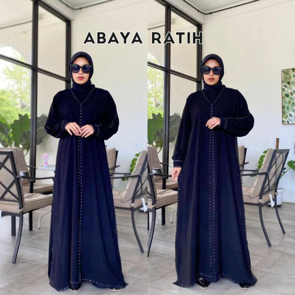 NVL COLLECTION Abaya Hitam Gamis Saudi Jetblack Premium Sifon Maxy Swarozsky - RATIH