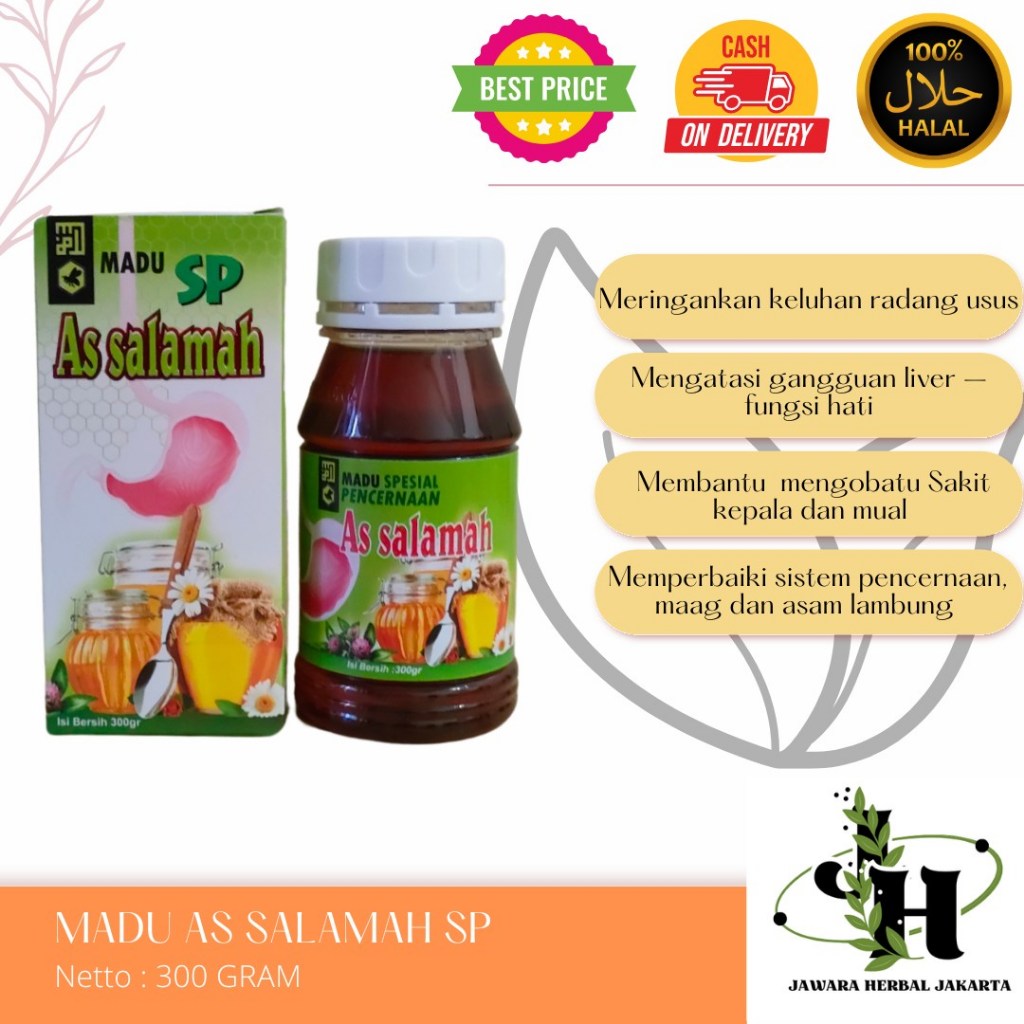 As Salamah - Madu Spesial Pencernaan Obat Herbal Maag, Asam Lambung, Gerd 300 ML