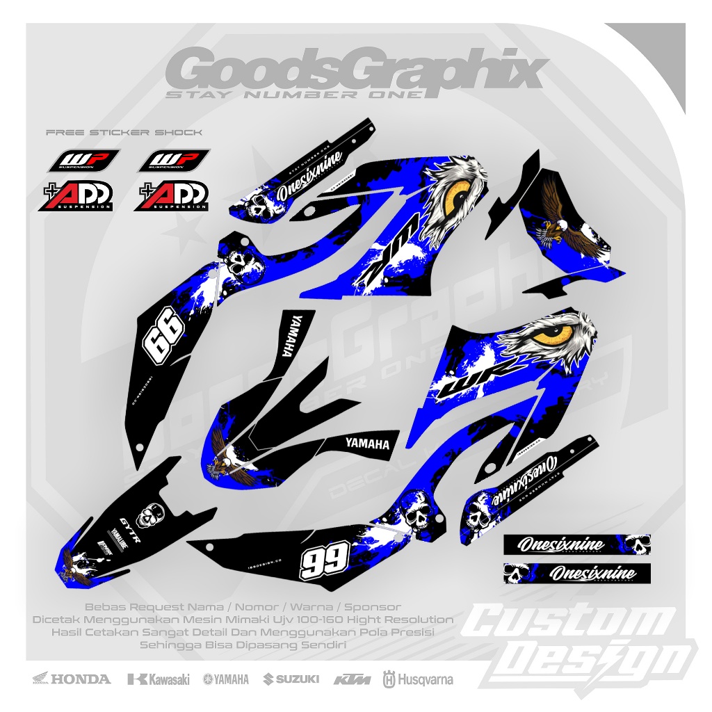 Decal Wr 155 Hitam Biru Burung Hantu - Decal Custom Yamaha Wr 155 Owl Black