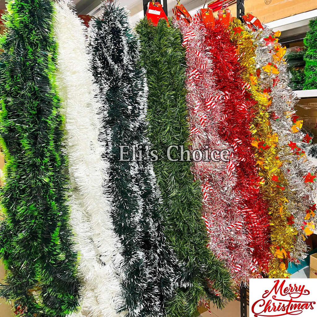 READY Grosir Slinger Natal PREMIUM TEBAL Tinsel Garland Natal Slinger Hijau Salju Putih Slinger