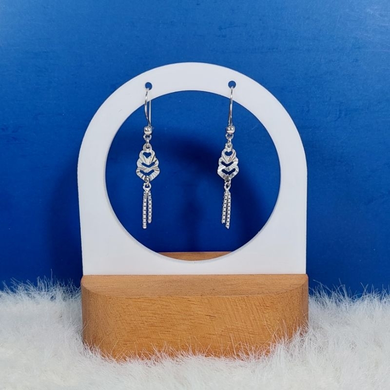 Anting Wanita Perak Asli Silver 925 || Model Gantung panjang ukir triple Love