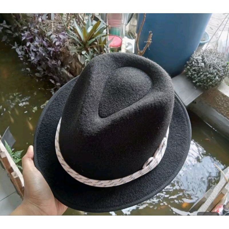 TOPI FEDORA TALI TAMBANG PUTIH