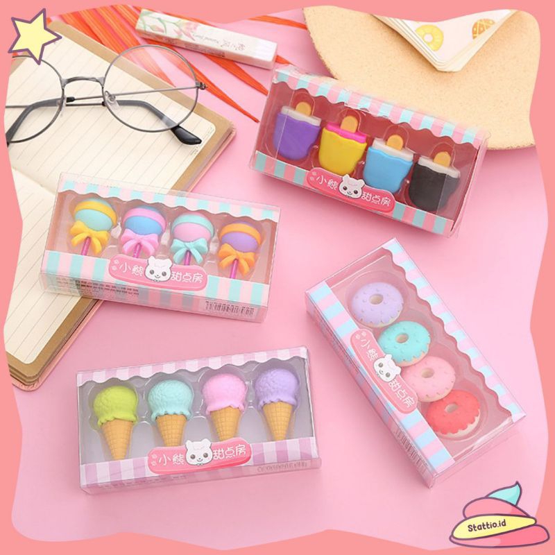 

Penghapus Box Qi Hao Dessert QH-8410 Lolipop Donat Popsicle Ice Cone Hapusan Pensil Eraser