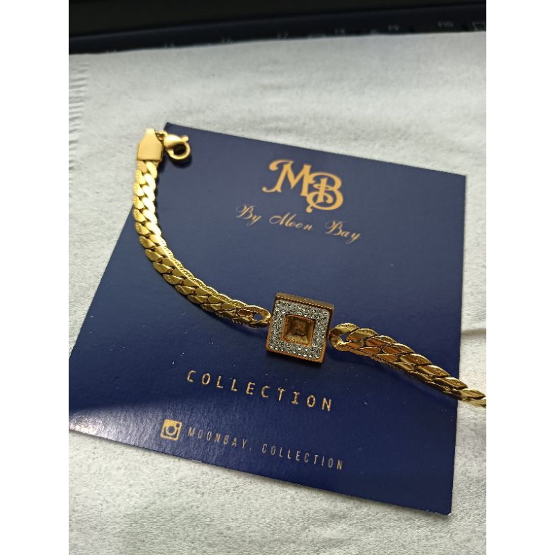 gelang titanium permata putih