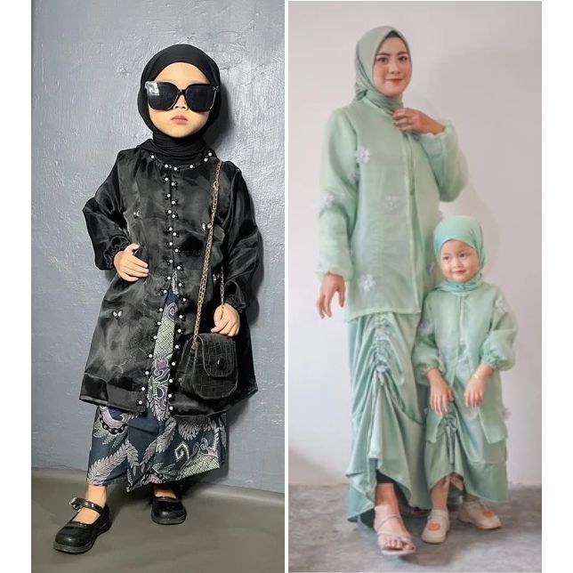 Tunik Anak Organza Premium Outer Kondangan | Outer Couple Ibu Dan Anak