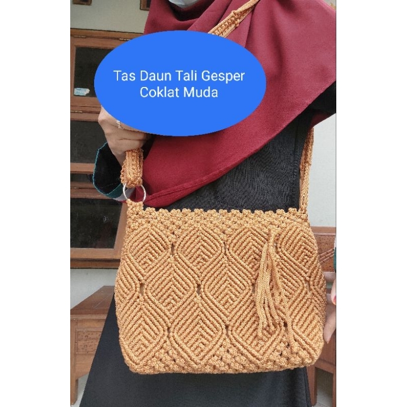 Tas Selempang Rajut TaliKur Motif Jasmine Besar / Tas Tali Kur Murah Berkualitas / Tas Tali kur Wani