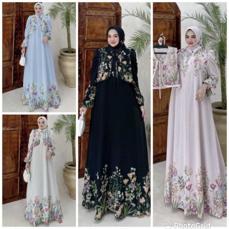 gamis set jilbab rompi Azizah ORI Avrilia