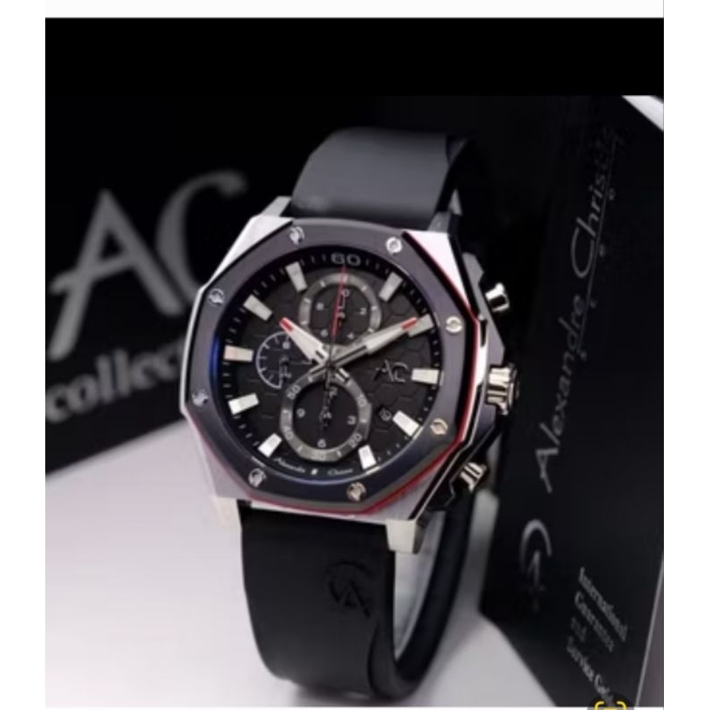 Jam Tangan Pria Alexandre Christie Ac 9601 Silver Black Original Alexandre Christie Collection