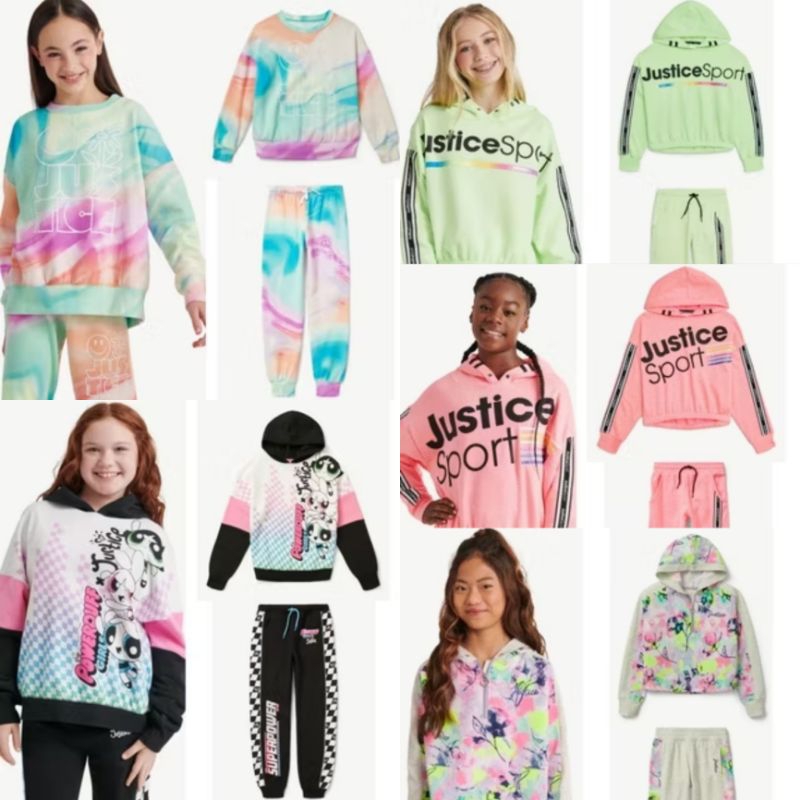PHI343 Setelan Anak Perempuan Remaja Justice Set Sweater Jogger