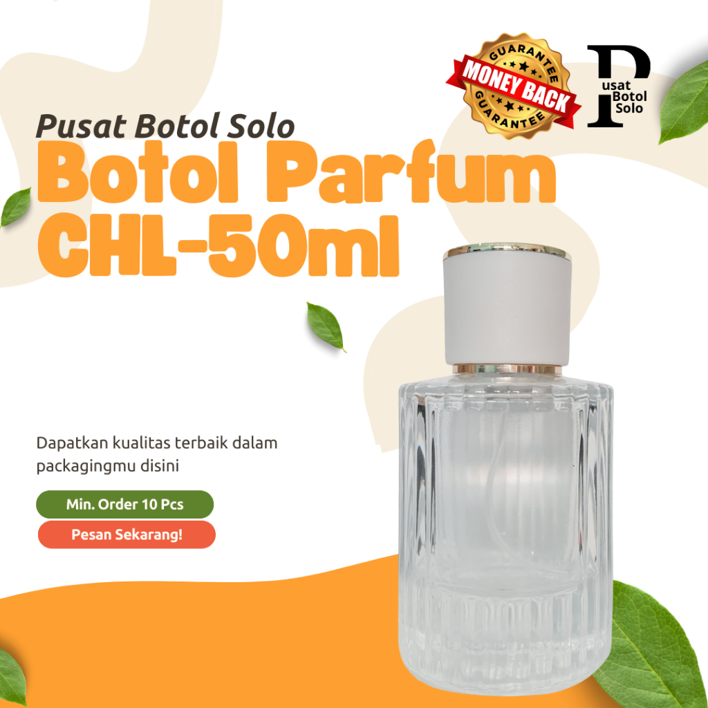 Botol Parfum Chloe 50ml Drat Motif Salur / Garis Kaca Clear Tebal Isi Ulang Minyak Wangi CHL 50ml
