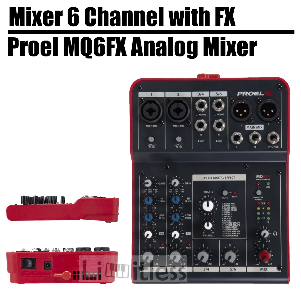 Mixer 6 Channel Proel MQ6FX Compact Mixer 6 Channel With FX Original