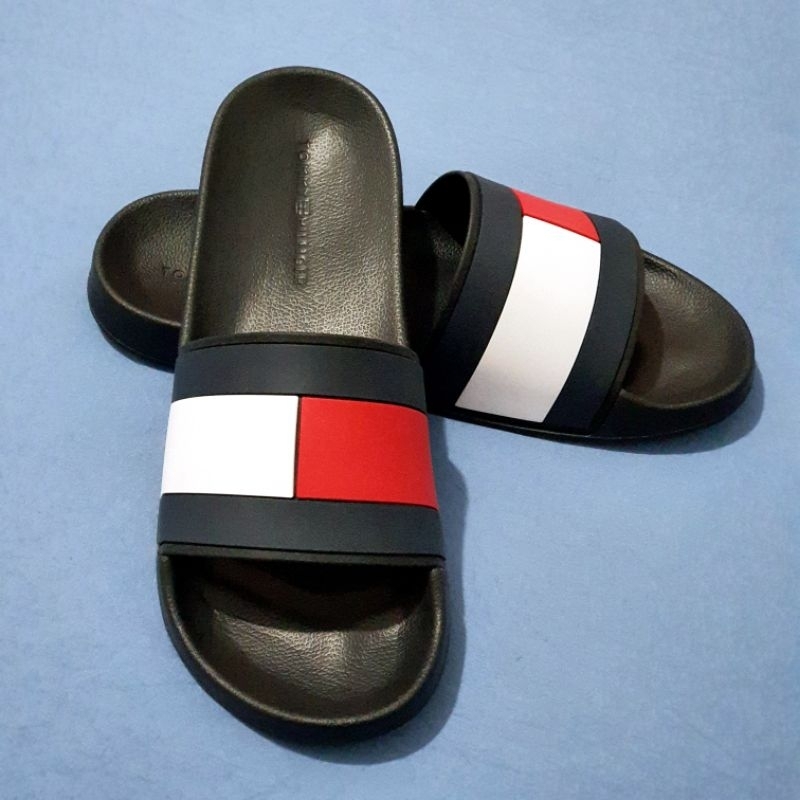 Sandal Tommy Hilfiger Rubber TH Flag Pool Slide Black Size 42 ORIGINAL