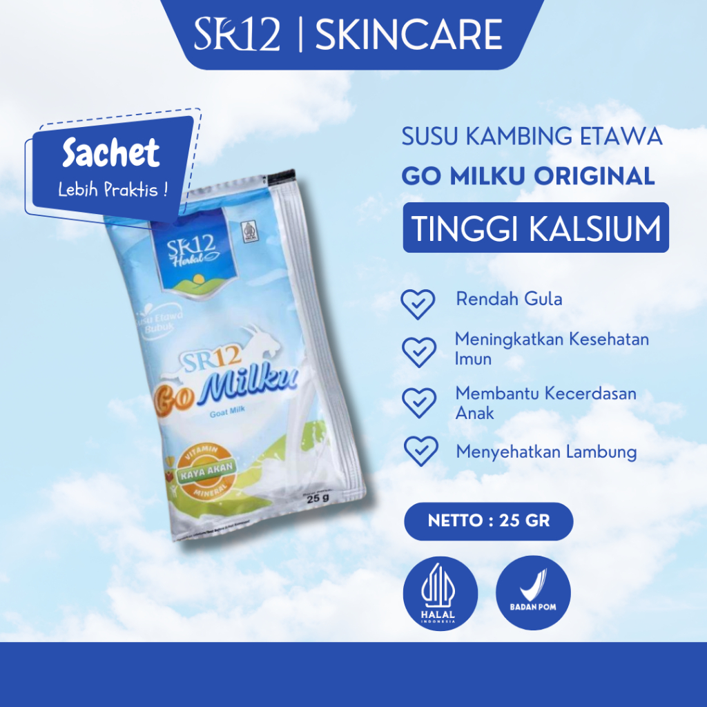 

Go Milku SR12 Sachet Original Susu Kambing Etawa Halal BPOM Meningkatkan Kesehatan Tulang Dan Sendi