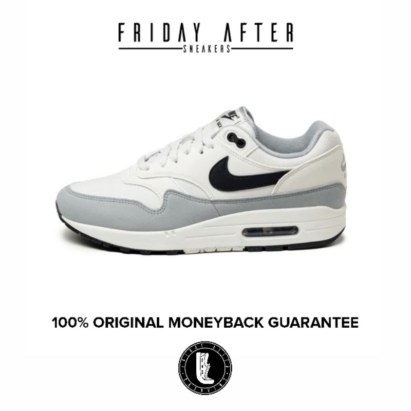 Sepatu Sneakers Pria Nike Air Max 1 Platinum Tint Wolf Grey Dark Obsidian Original Resmi