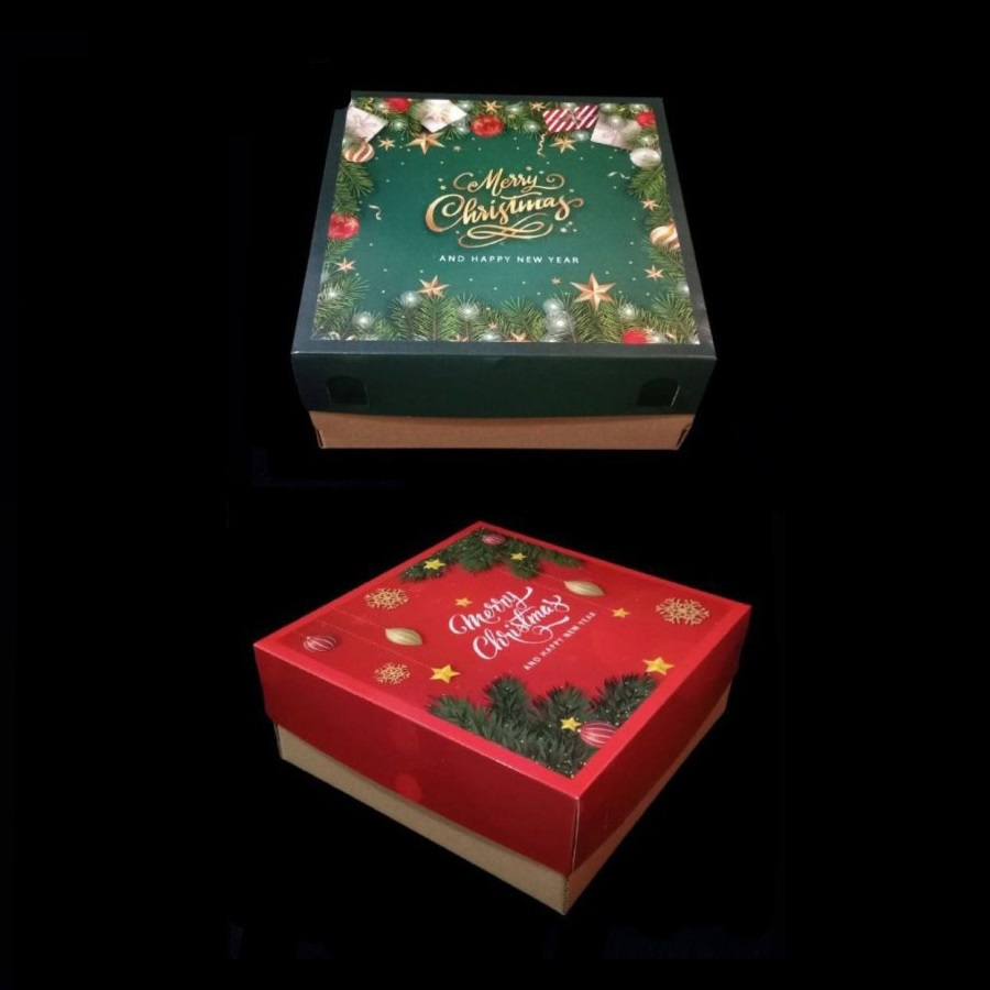 

( 5 pcs ) Kotak Box Natal Christmas Hampers Cake Dus Kado 22x22x10 cm Muat 4 Toples HT112