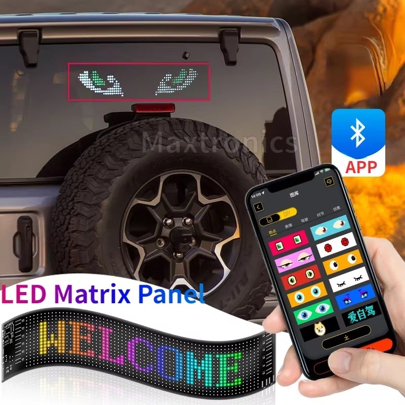 LED Flexible Screen Display Mobil Lampu Running text Size 12x47.5cm