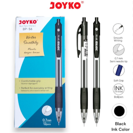 

(Pak/12Pcs) JOYKO - Ballpen BP-56 0.7mm / Pulpen Needle Tip