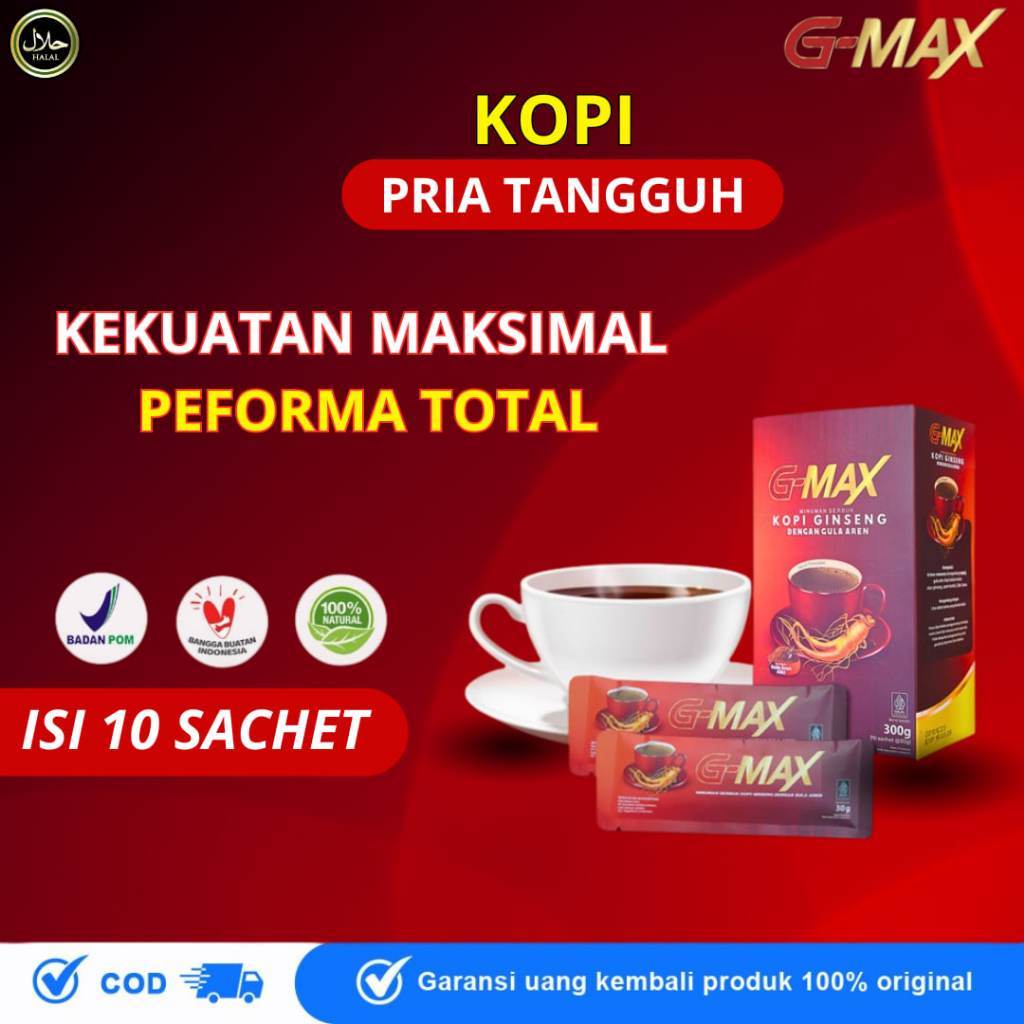 

KOPI G-MAX - Kopi Gingseng Stamina Pria 1 Box isi 10 sachet Original