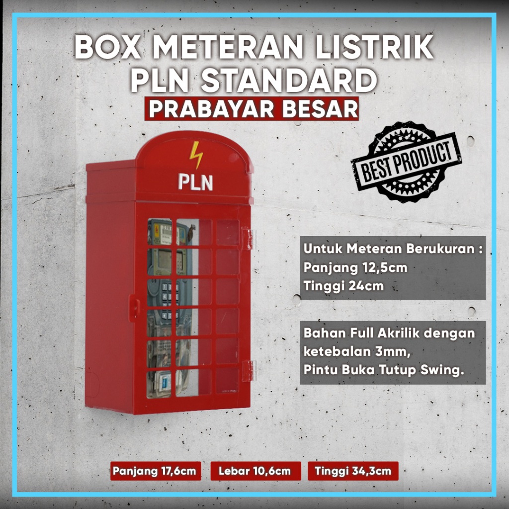 Box Meteran Listrik Akrilik Prabayar London Edition Besar | Pelindung Meteran Token PLN